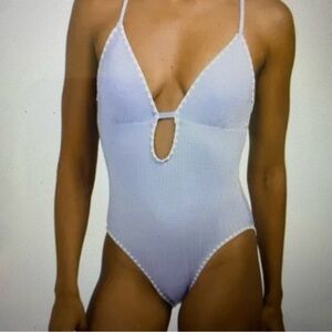 Lucky Brand Shell Stitch One Piece Swimsuit Lavender Purple Small NWT